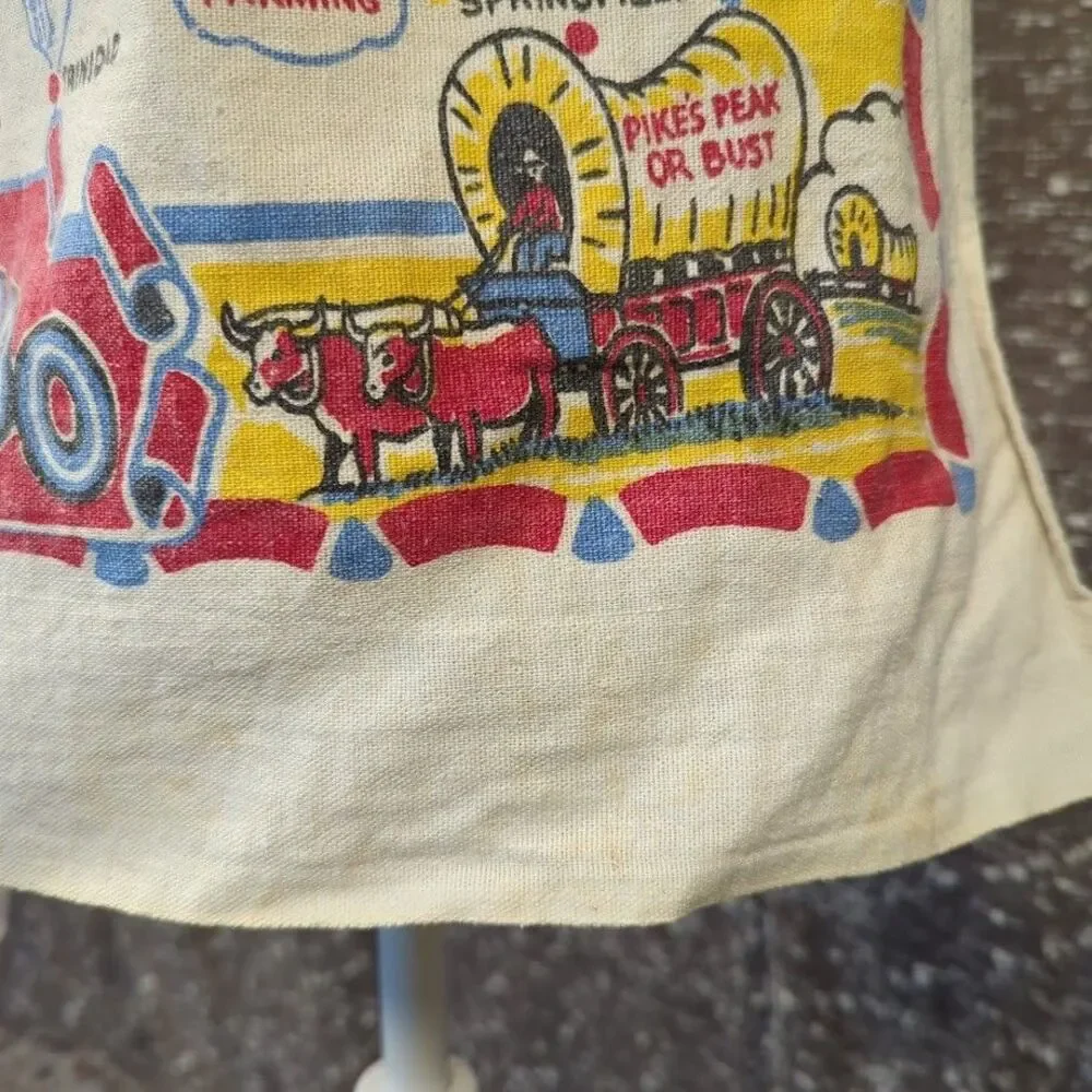 Vintage 40s/50s Colorado State‎ Landmarks Souvenir Travel Kitchen Apron